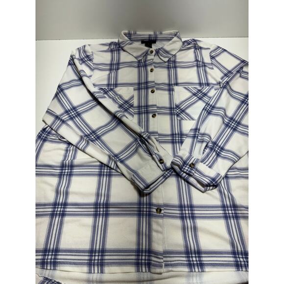 Robert Louis 2X Button Front Shirt Plus Size Lavender Plaid Roll Tab - Picture 6 of 7